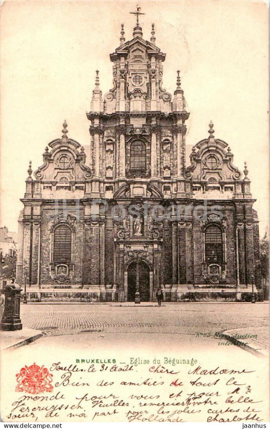 Brussels - Bruxelles - Eglise du Beguinage - sent from Bruxelles to Kursk Russia - old postcard - 1904 - Belgium - used - JH Postcards
