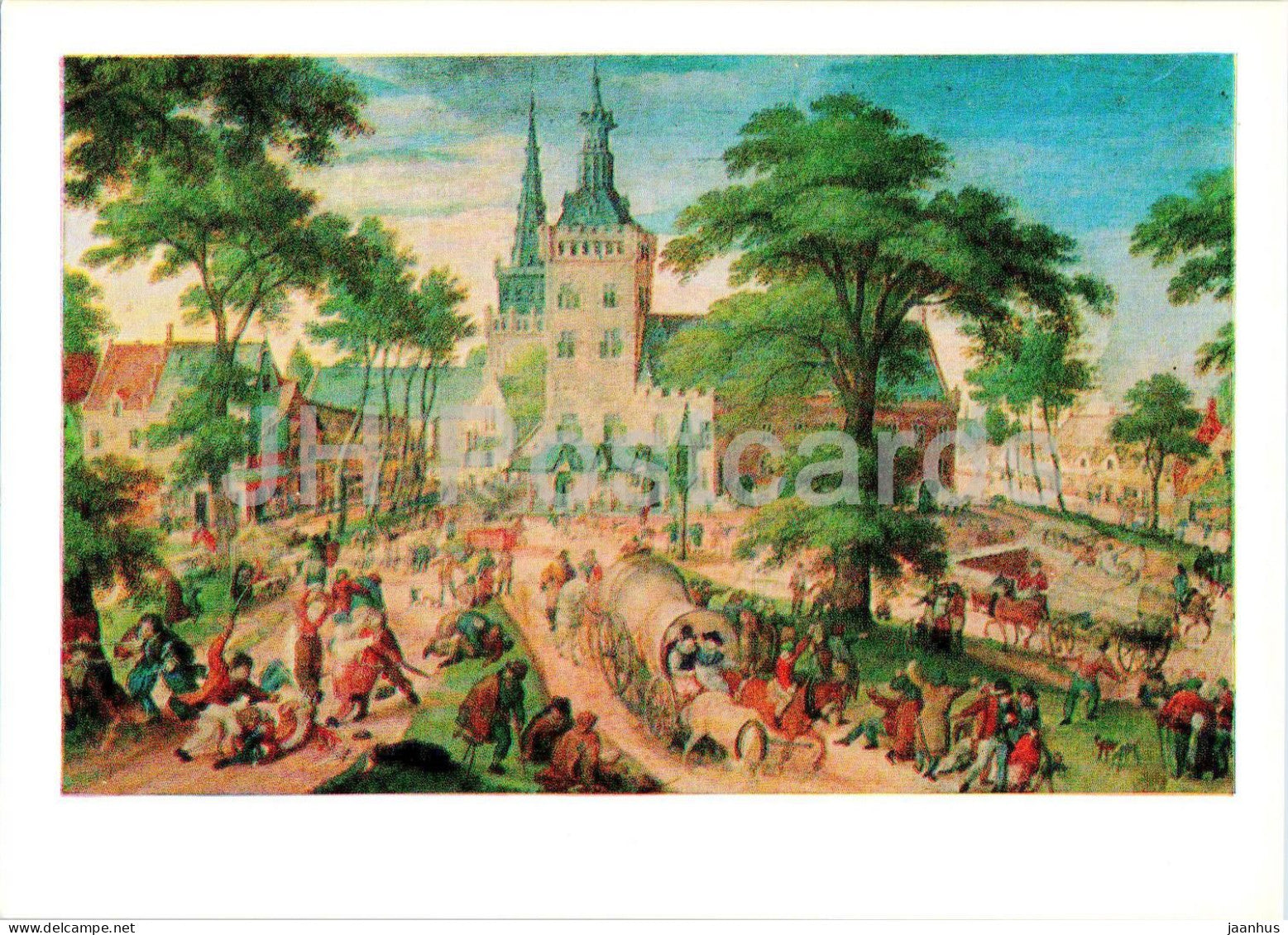 painting by Hans Bol - Kermess in the village - Village Fete - Flemish art - 1984 - Russia USSR - unused - JH Postcards