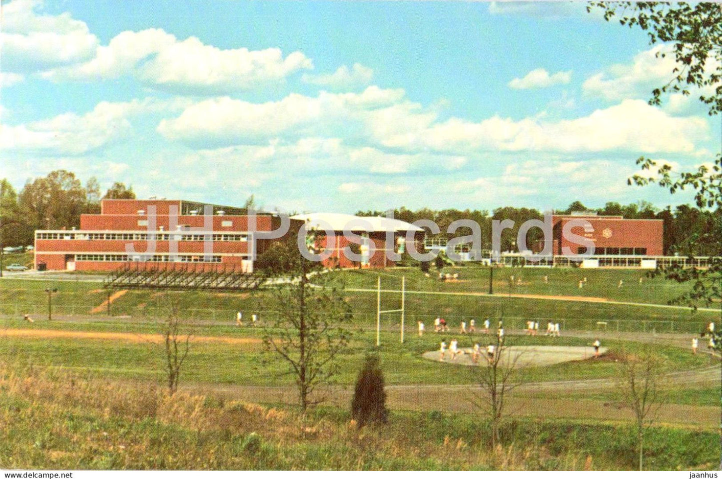Oak Ridge - Tennessee High School - campus buildings - sports field - stadium - 1980 - USA - used - JH Postcards