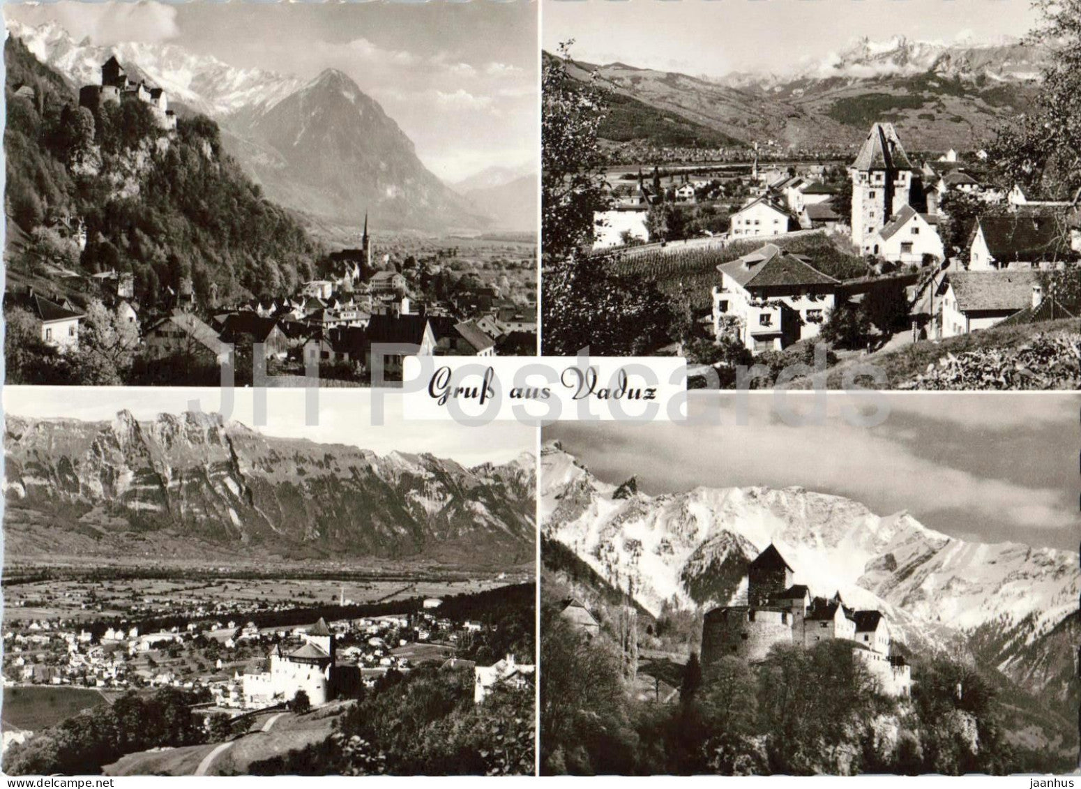 Gruss aus Vaduz - town views - castle - panorama - multiview - old postcard - Liechtenstein - unused - JH Postcards