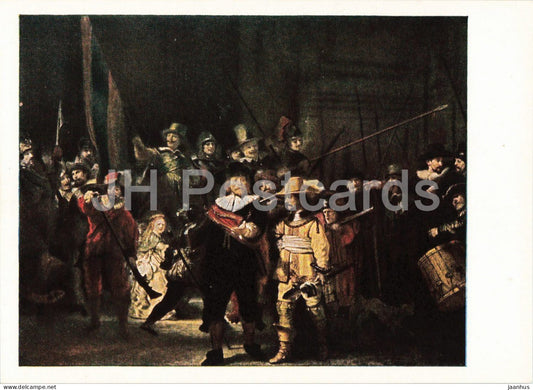 painting by Rembrandt - The Night Watch - Die Nachtwache - military - Dutch art - 1953 - Germany DDR - unused - JH Postcards