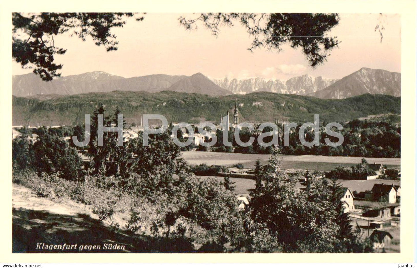 Klagenfurt gegen Suden - panoramic city and Karawanken mountains - 360 - old postcard - Austria - unused - JH Postcards