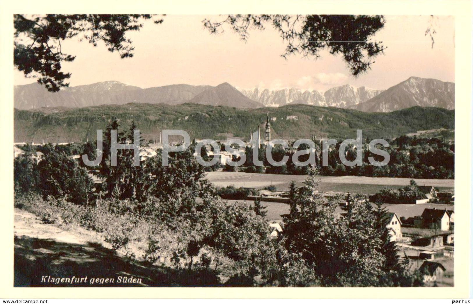 Klagenfurt gegen Suden - panoramic city and Karawanken mountains - 360 - old postcard - Austria - unused - JH Postcards