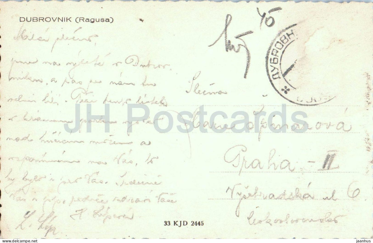 Dubrovnik – Ragusa – Panoramablick vom Hang – Küste – Meer – 33 – alte Postkarte – Kroatien – Jugoslawien – gebraucht 