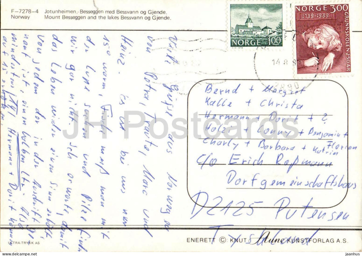 Jotunheimen Besseggen - Berg Besseggen - Bergsee - F - 7278 - 4 - 1989 - Norwegen - gebraucht