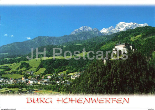 Burg Hohenwerfen - castle - mountains - landscape - Werfen - 952 - 2003 - Austria - used - JH Postcards