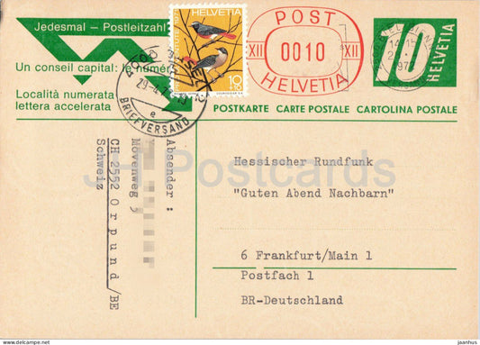 Guten Abend Nachbarn - Hessischer Rundfunk - postal stationery - 72 - 1972 - Switzerland - used - JH Postcards