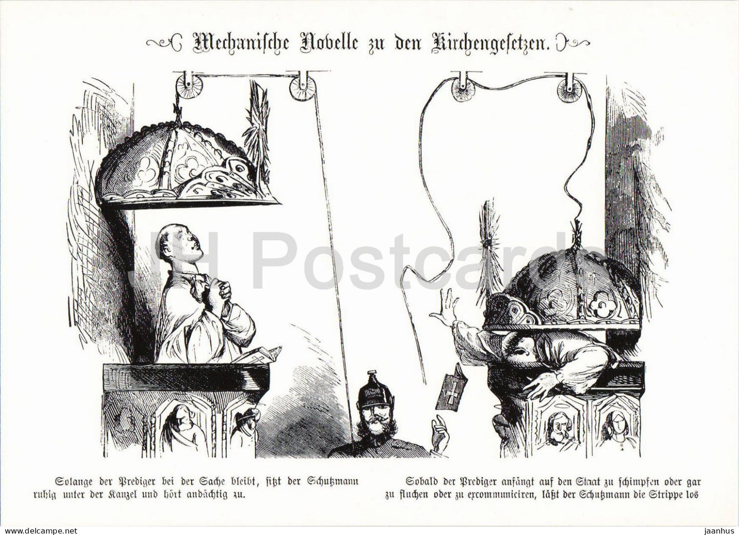 caricature - Mechanical Amendment to the Church Laws - Mechanische Novelle zu den Kirchengesetzen - Germany - unused - JH Postcards