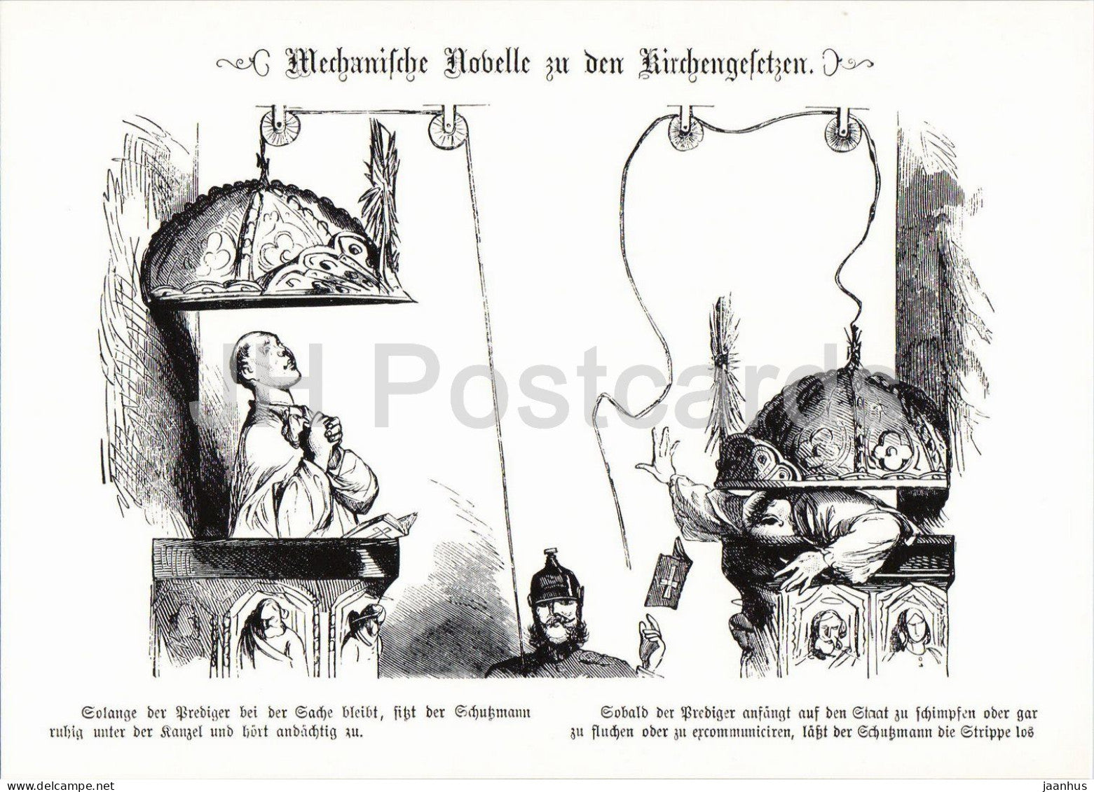 caricature - Mechanical Amendment to the Church Laws - Mechanische Novelle zu den Kirchengesetzen - Germany - unused - JH Postcards