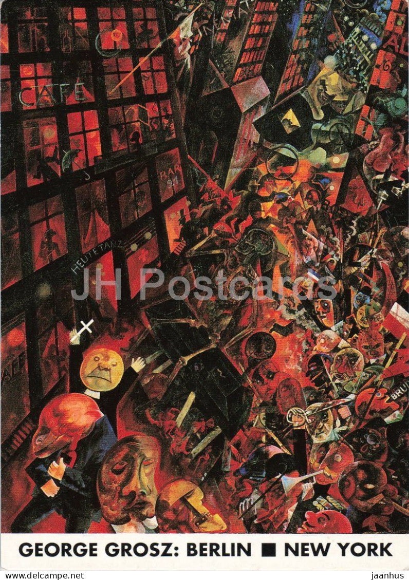 painting by George Grosz - Dedication to Oskar Panizza - Widmung an O. Panizza - German art - 1994 - Germany - unused - JH Postcards