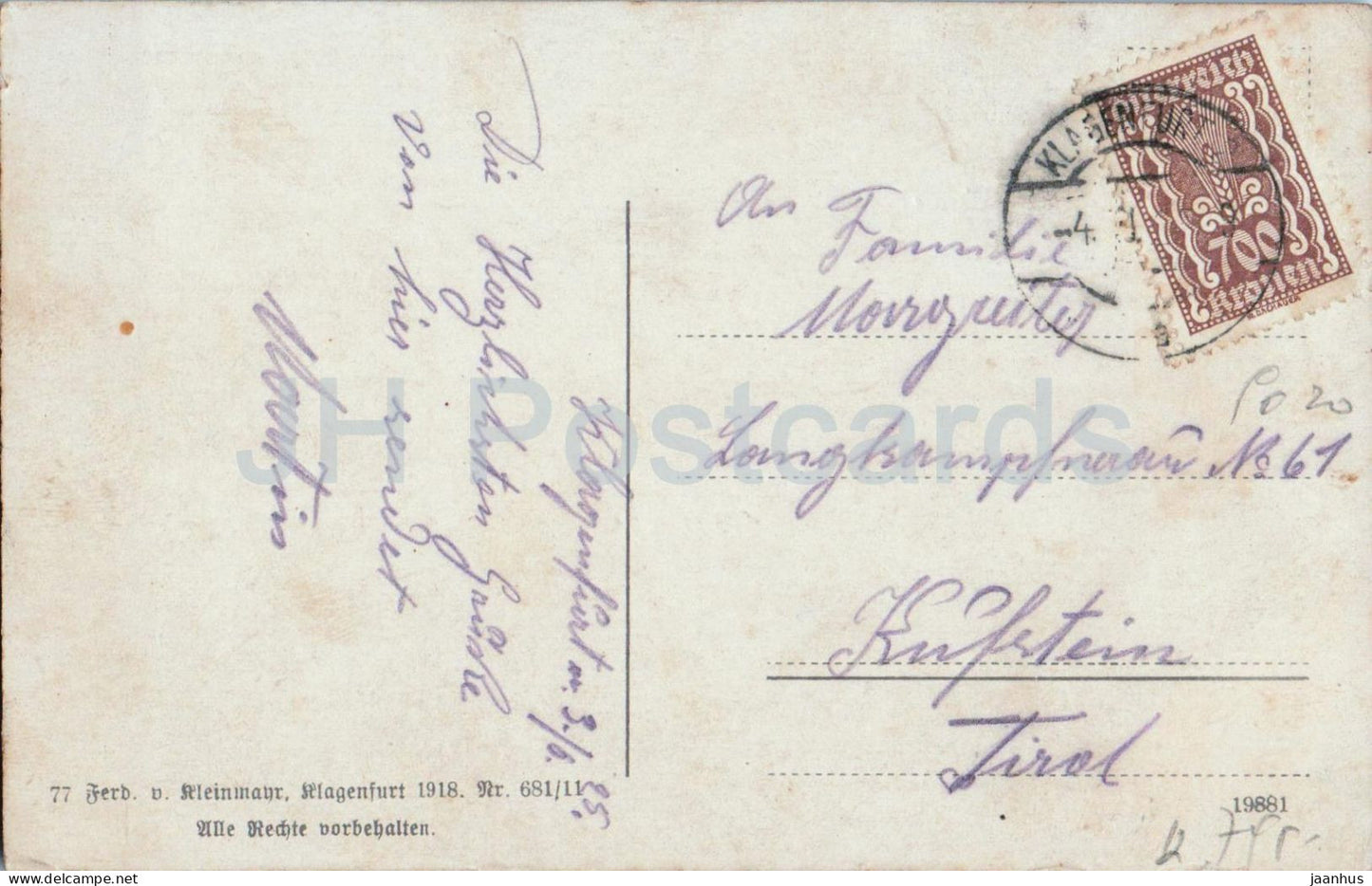 Klagenfurt mit Karawanken - premier panorama couleur - 77 - carte postale ancienne - 1925 - Autriche - utilisé 