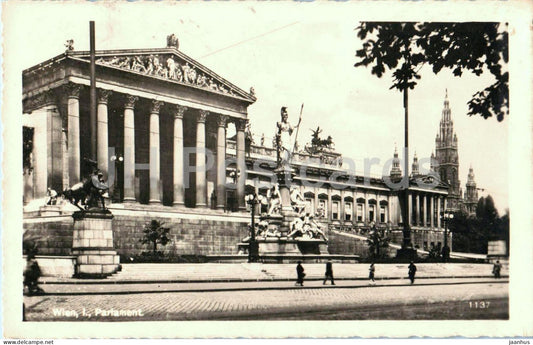 Wien - Vienna - I. Parlament - parliament - nr 1137 - old postcard - 1933 - Austria - used - JH Postcards