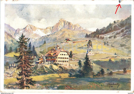 Alpenpension Plockenhaus 1250 m - Post Mauthen im Gailtal - illustration - old postcard - 1930 - Austria - used - JH Postcards
