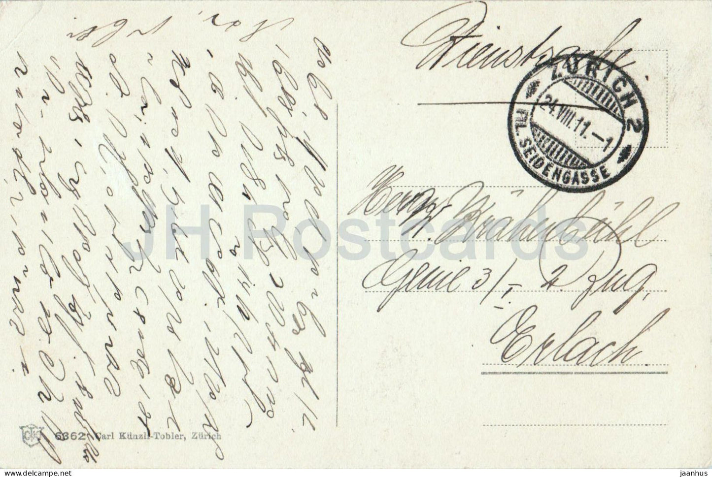 Zurich - Urania - Vue ancienne avec la tour - 6362 - Carte postale ancienne - 1911 - Suisse - utilisée 