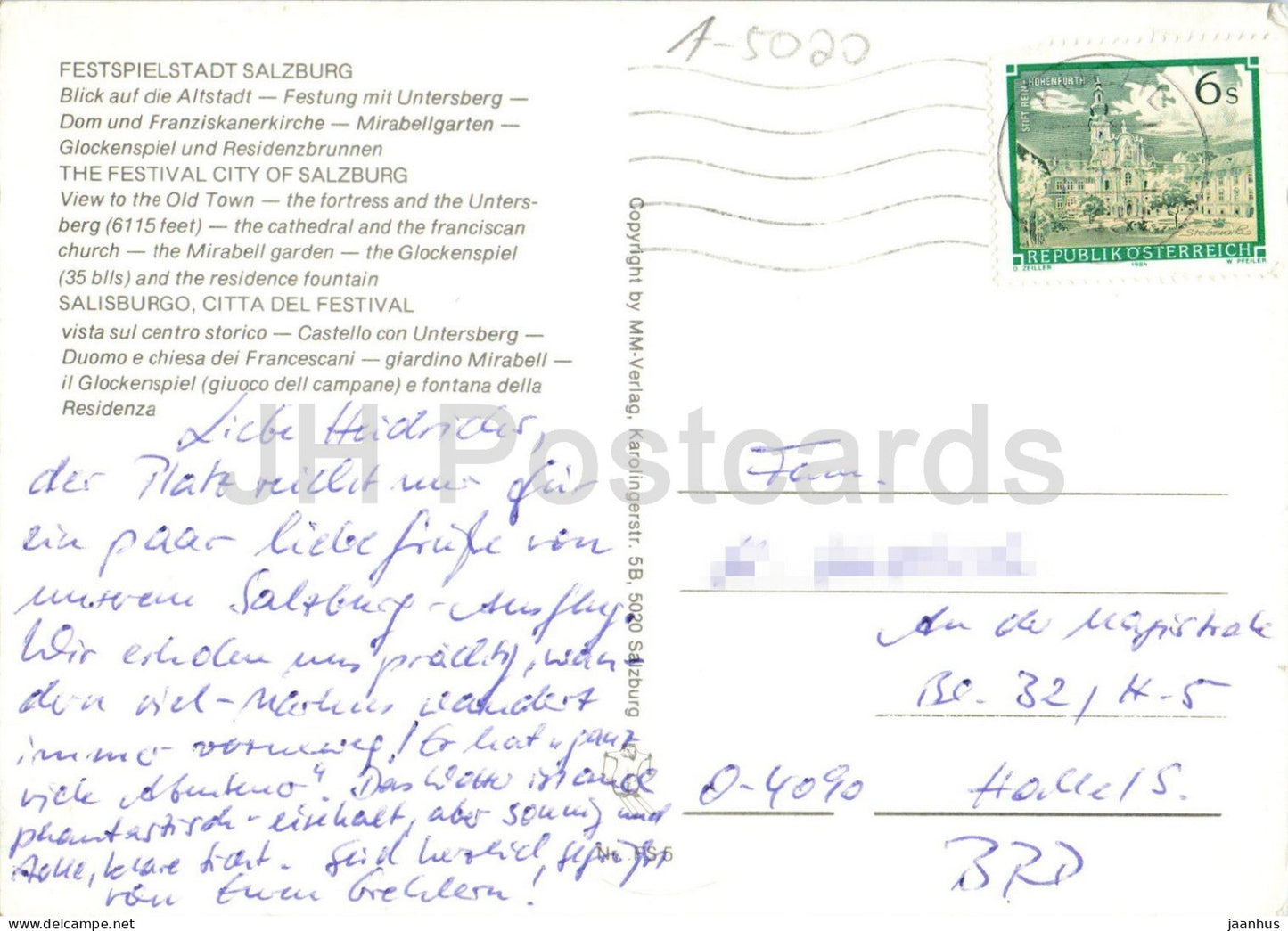 Ville de festival de Salzbourg - Vue de la vieille ville - Forteresse - Vues multiples - Années 1980 - Autriche - Occasion 