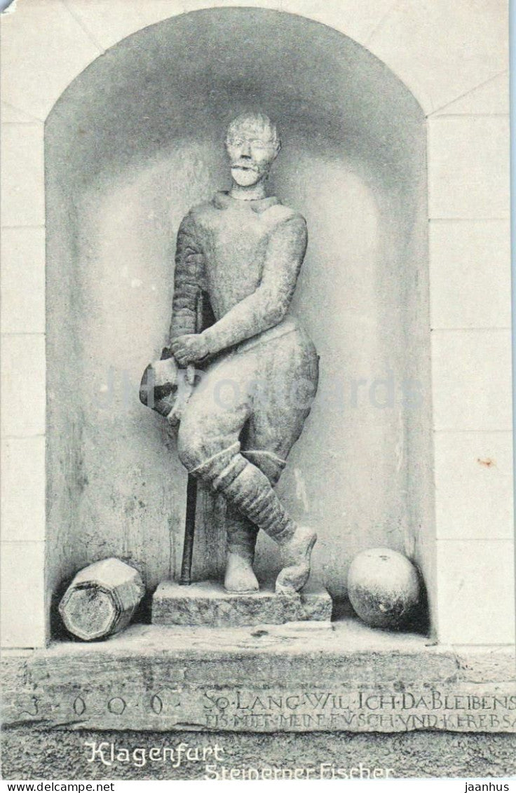 Klagenfurt - Steinerner Fischer - denkmal - sculpture - old postcard - 1908 - Austria - unused - JH Postcards