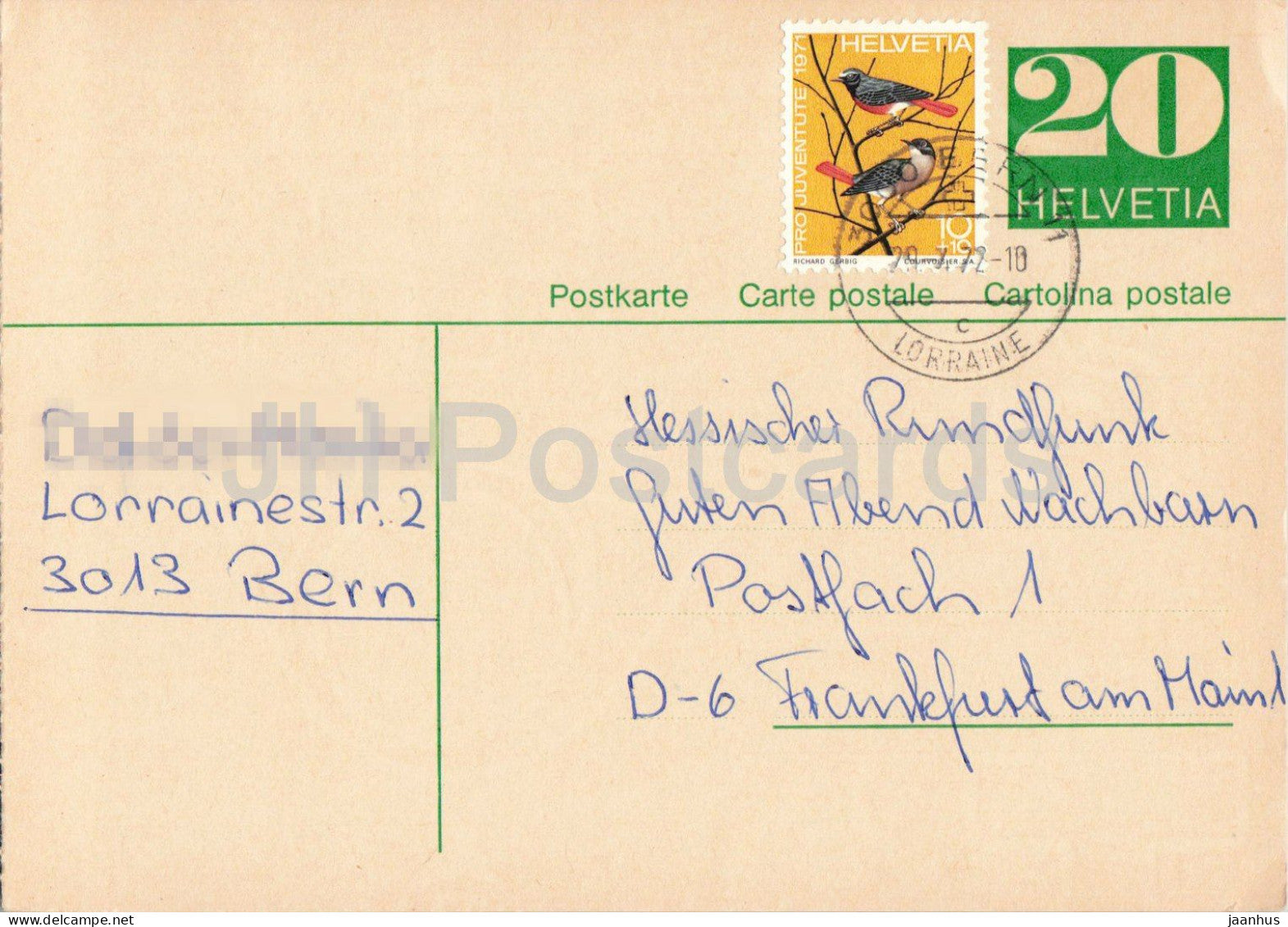 Guten Abend Nachbarn - Hessischer Rundfunk - postal stationery - 70 - 1972 - Switzerland - used - JH Postcards