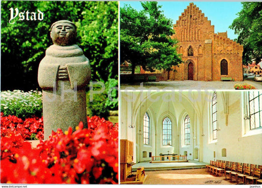 Ystad - Munken Eskil - Klosterkyrkan - sculpture - church - multiview - 666 - Sweden - unused - JH Postcards