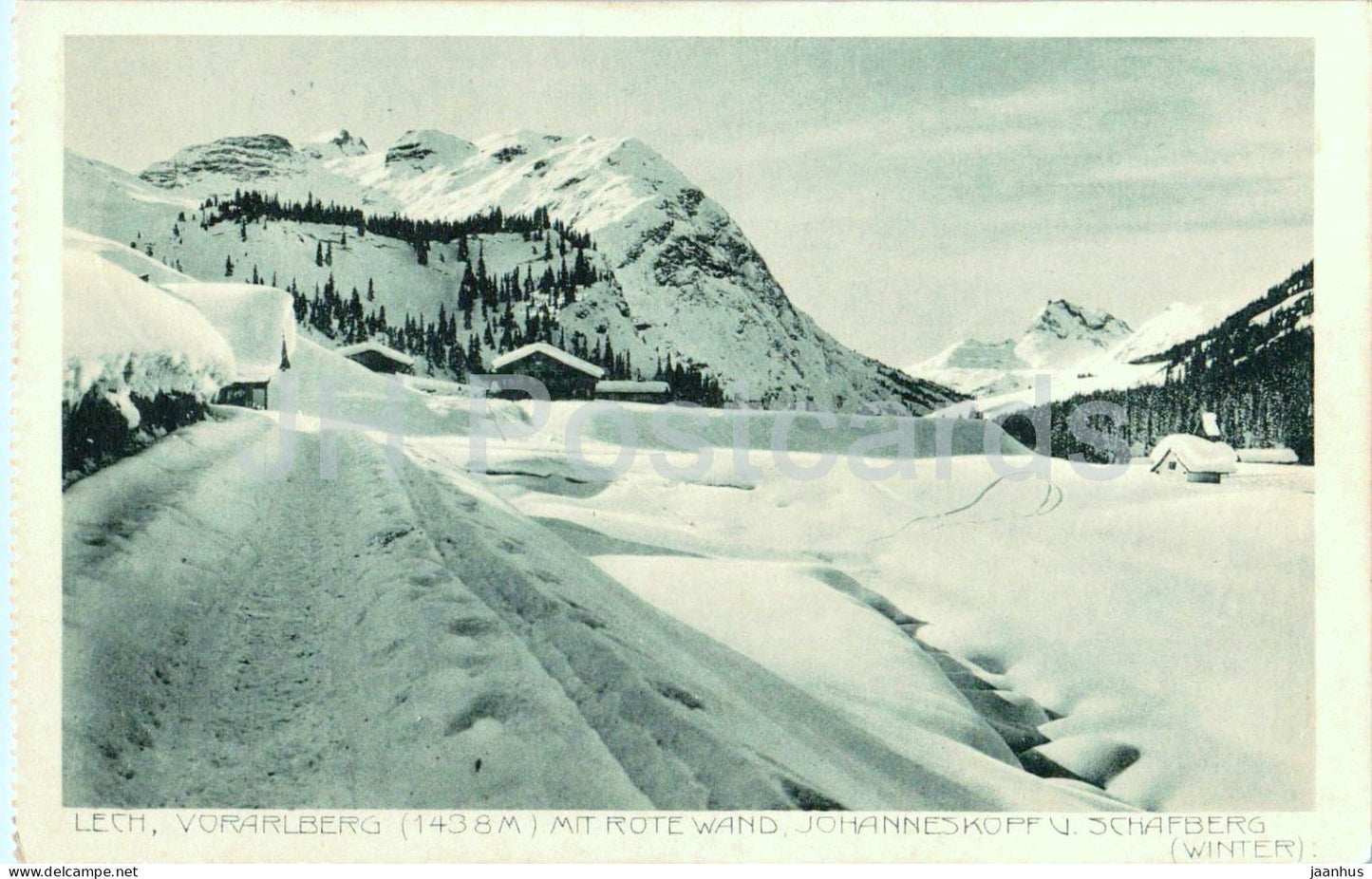 Lech - Vorarlberg 1438 m mit Rote Wand - Johanneskopf u. Schafberg - Gasthof Krone old postcard - 1915 - Austria - used - JH Postcards