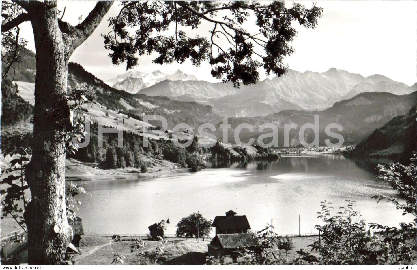 Am Lungernsee mit Wetterhorngruppe - lake - Alps - mountains - panorama - - 858 - 1960 - Switzerland - used - JH Postcards