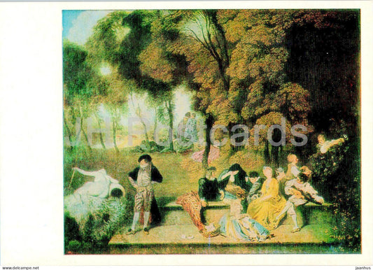 painting by Rembrandt - Society in the park - French art - 1983 - Russia USSR - unused - JH Postcards