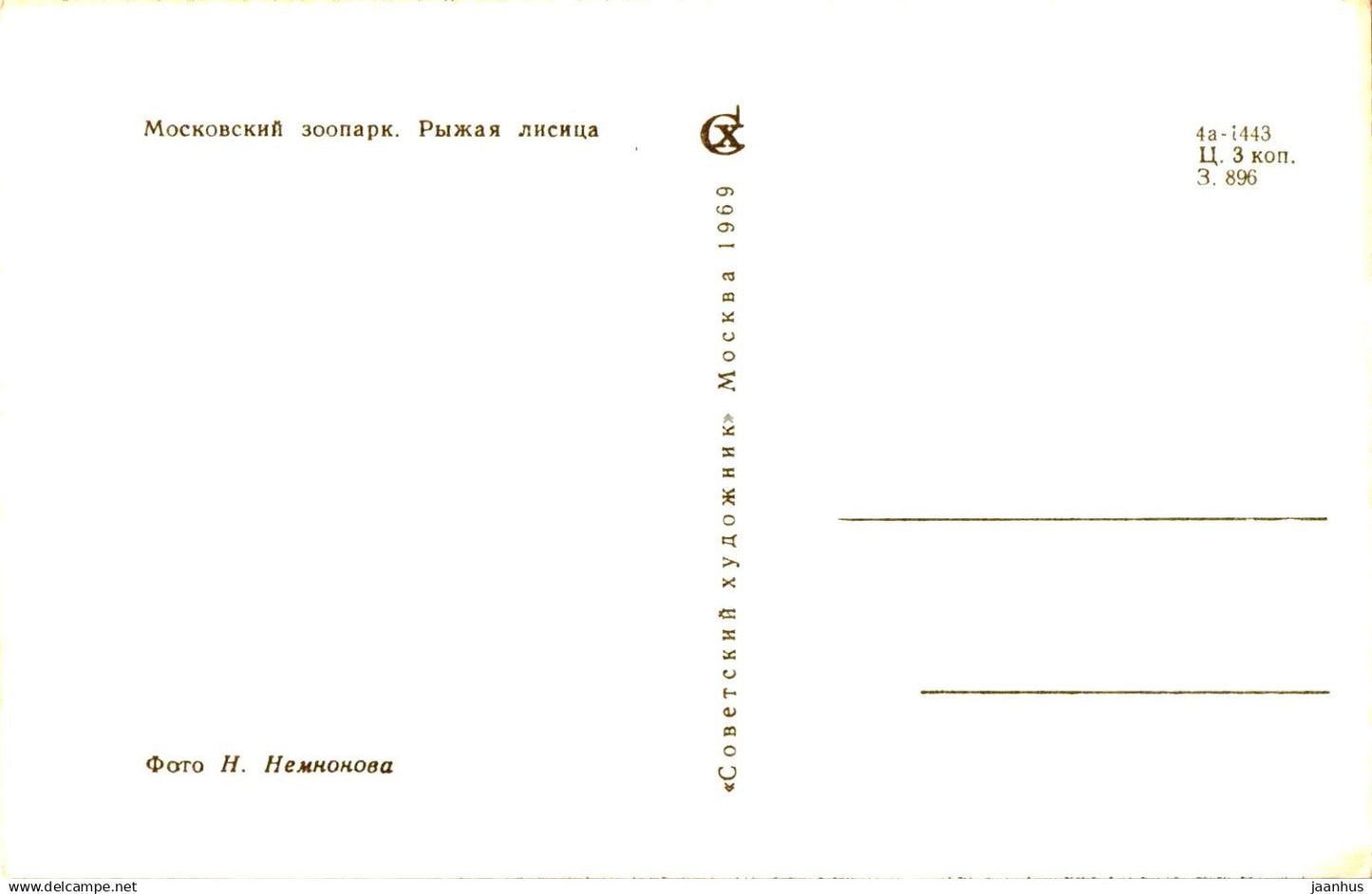 Red Fox - 1 - Vulpes vulpes - Moscow Zoo - 1969 - Russia USSR - unused