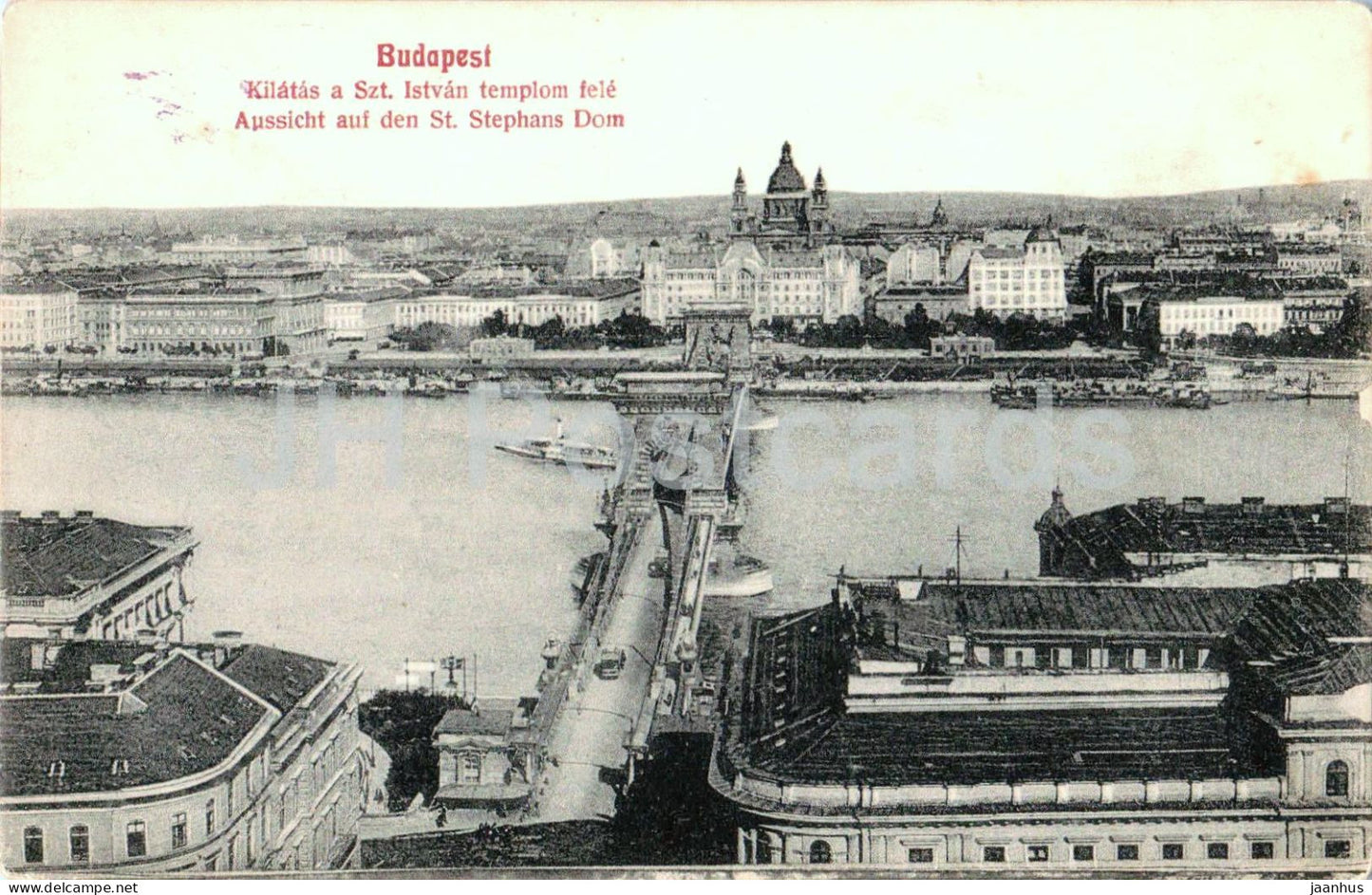 Budapest - Kilatas a Szt. Istvan templom fele - View toward St. Stephen’s Basilica - 87 old postcard - Hungary - unused - JH Postcards