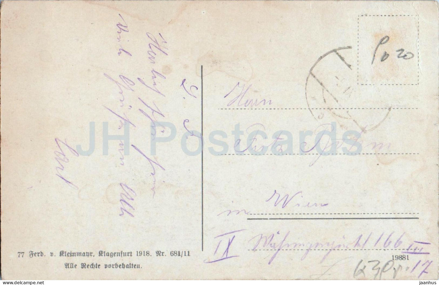 Klagenfurt mit Karawanken - colorful panorama with mountain backdrop - 680 - old postcard - 1918 - Austria - used