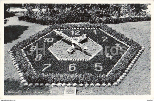 Kurstadt Baden bei Wien - Blumenuhr im Kurpark - old postcard - 45511 - Austria - unused - JH Postcards