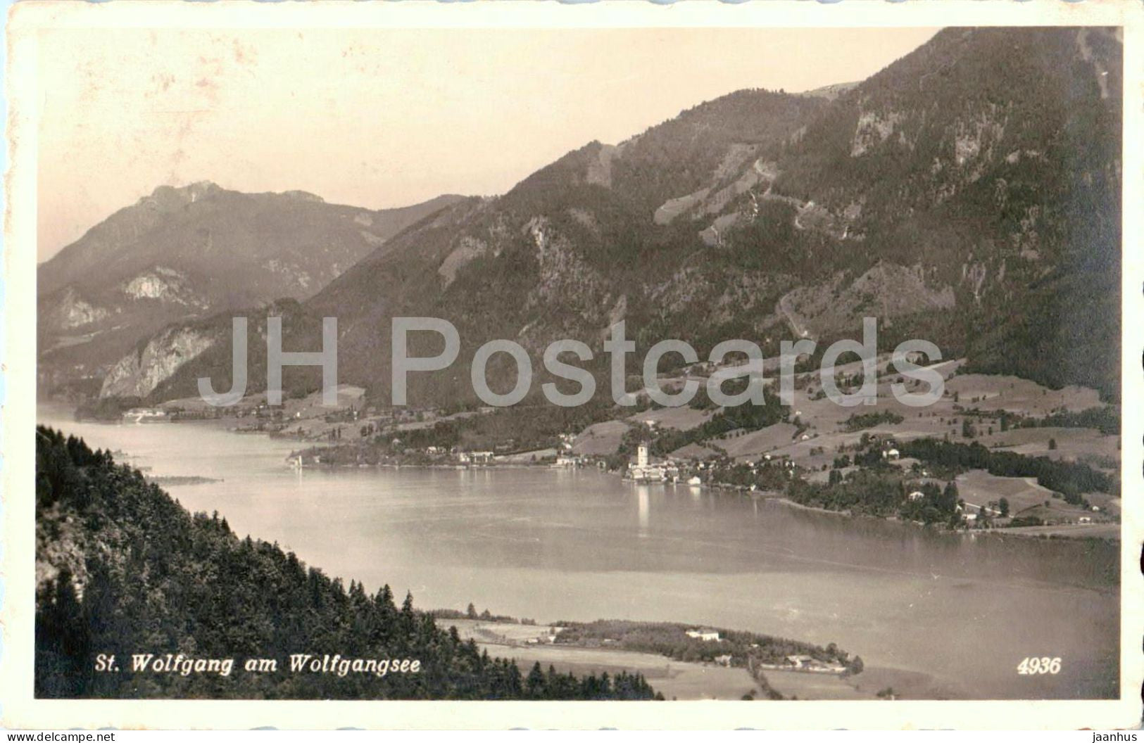 St. Wolfgang am Wolfgangsee - lake view - mountains - No. 4936 - old postcard - 1939 - Austria - used - JH Postcards