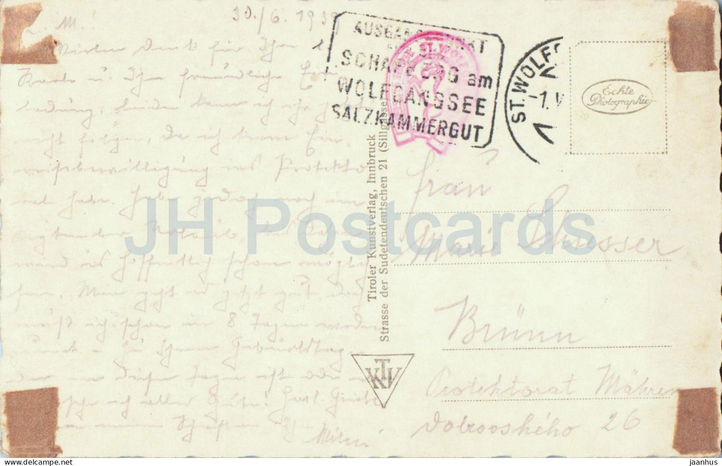 St. Wolfgang am Wolfgangsee - lake view - mountains - No. 4936 - old postcard - 1939 - Austria - used