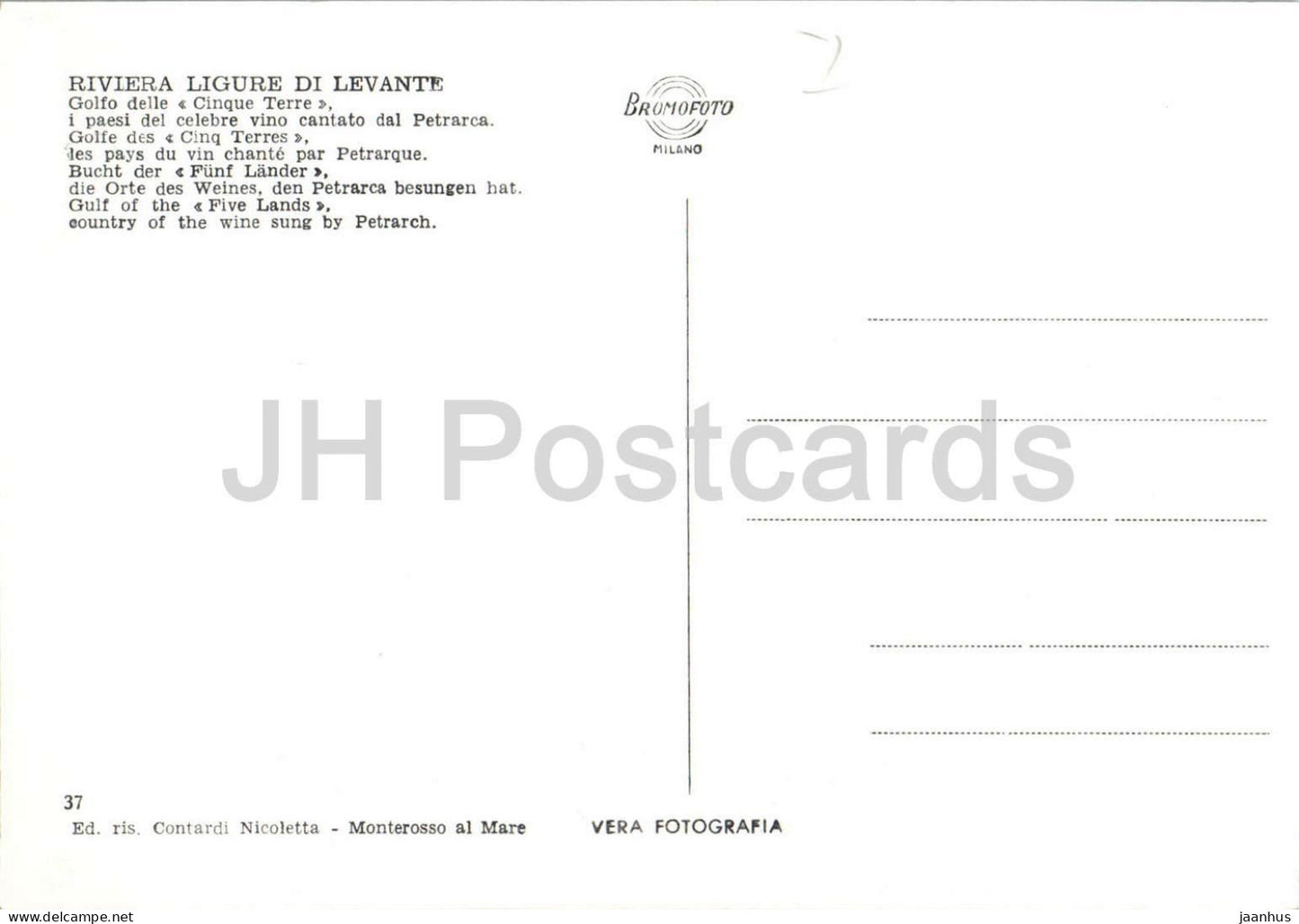 Riviera Ligure di Levante - Monterosso al Mare - La Spezia - Panorama - Spaziergang - 37 - alte Postkarte - Italien - unbenutzt