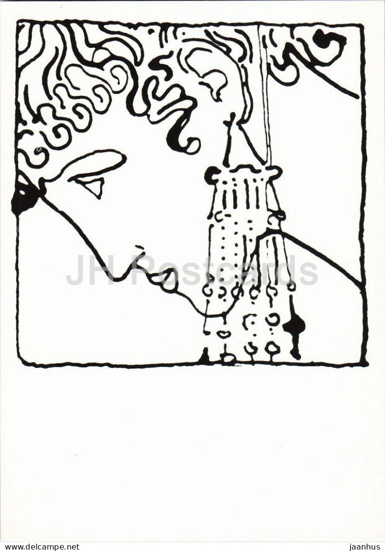 drawing by Leopold Stolba - Ver Sacrum vignette - Art Nouveau - Austrian art - Germany - unused - JH Postcards