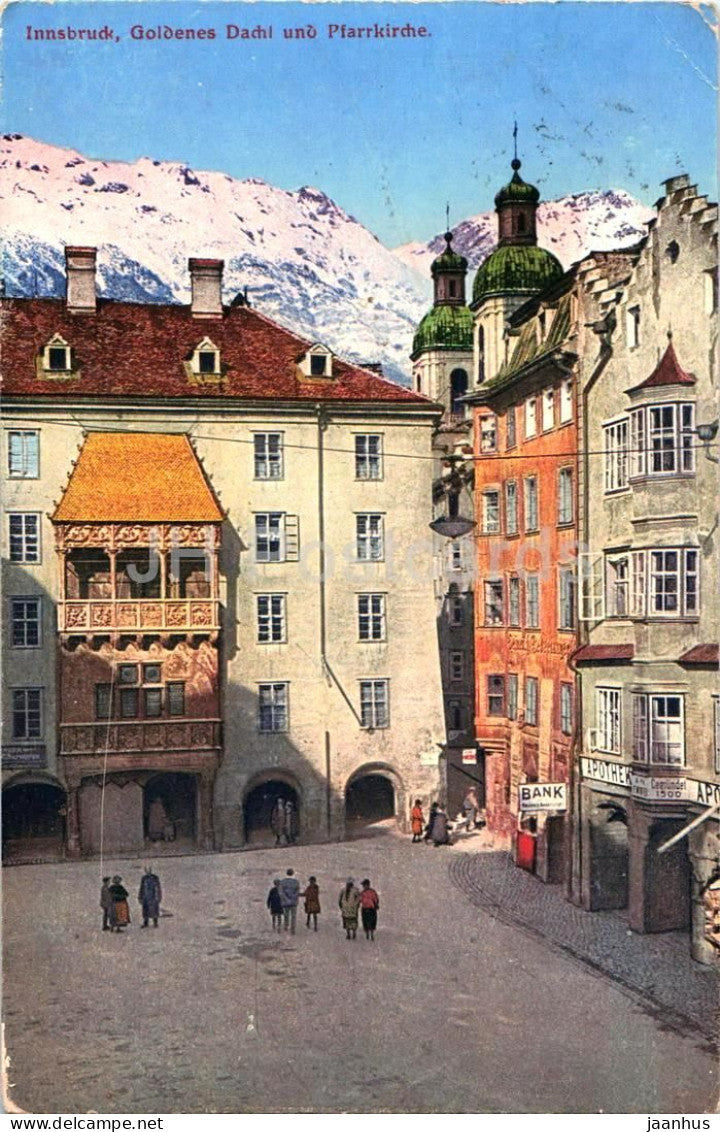Innsbruck - Goldenes Dachl und Pfarrkirche - No. F135 - old postcard - 1932 - Austria - used - JH Postcards