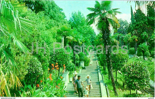 Khosta - Stairs in the park of the Voroshilov sanatorium - 1974 - Russia USSR - unused - JH Postcards