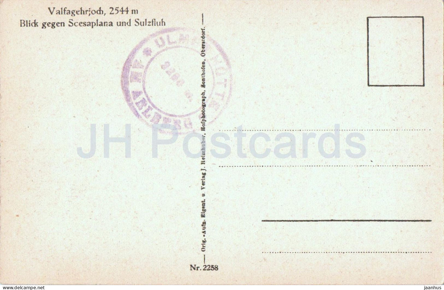Valfagehrjoch 2544 m - Blick gegen Scesaplana und Sulzfluh - 2258 - old postcard - Austria - unused