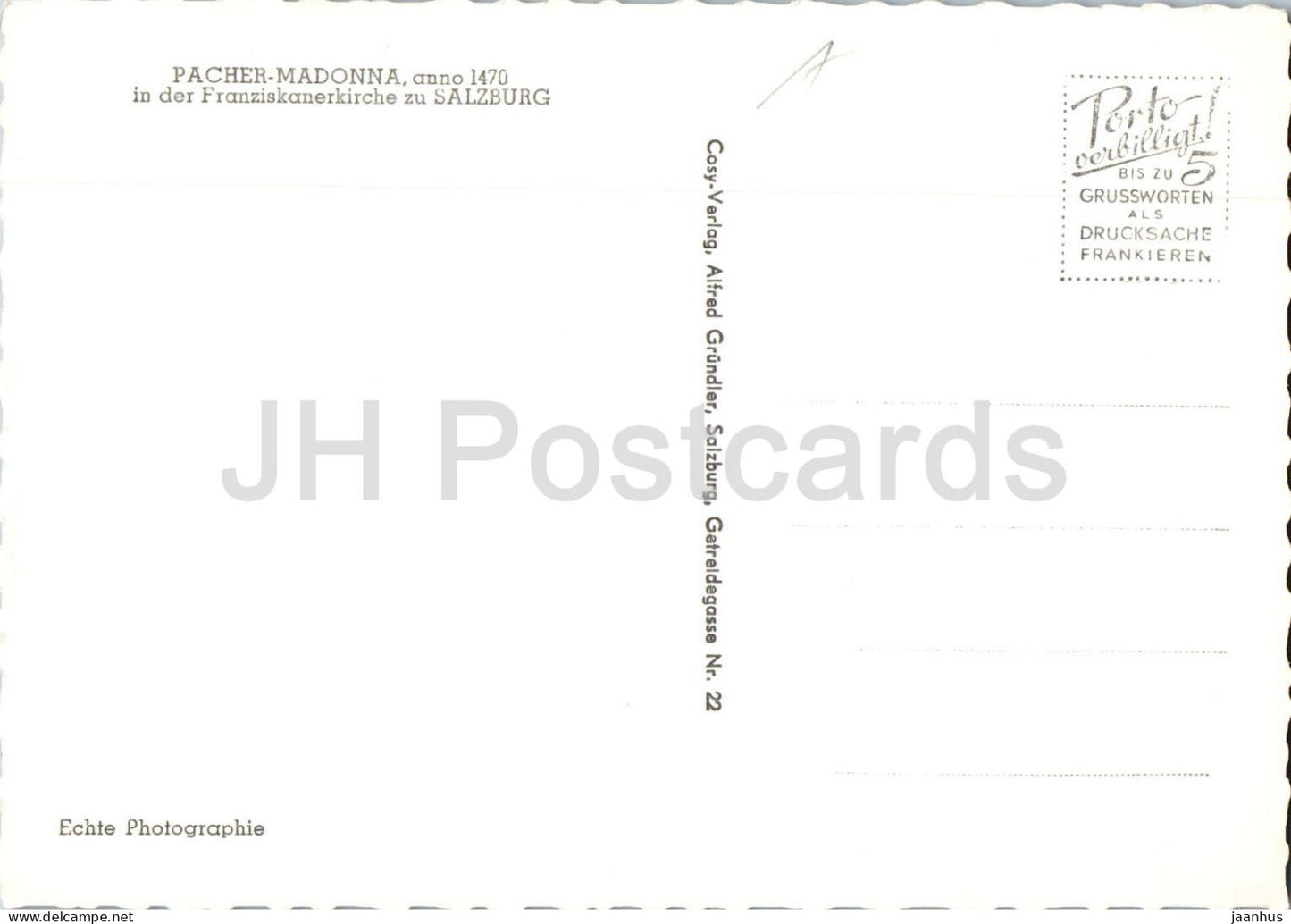 Salzburg – Pacher Madonna anno 1470 in der Franziskanerkirche – Madonna mit Kind – 561 alte Postkarte – Österreich – unbenutzt 