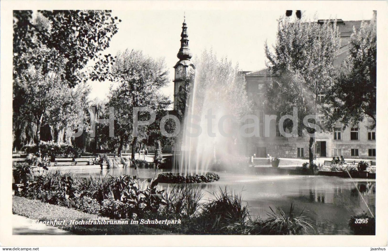 Klagenfurt - Hochstrahlbrunnen im Schubertpark - fountain - 3205 - old postcard - Austria - unused - JH Postcards
