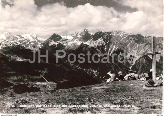 Blick von der Kapellalpe auf Scesaplana 2967 m und Zimba 2645 m - mountains - 3786 - old postcard - Austria - unused - JH Postcards
