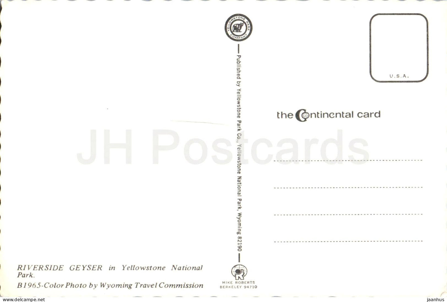 Riverside Geyser in Yellowstone National Park - B1965 - USA - unused