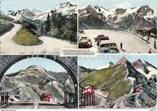 Grossglockner Hochalpenstrasse - alpine road - mountain pass - panorama - car - multiview - 1145 - Austria - unused - JH Postcards