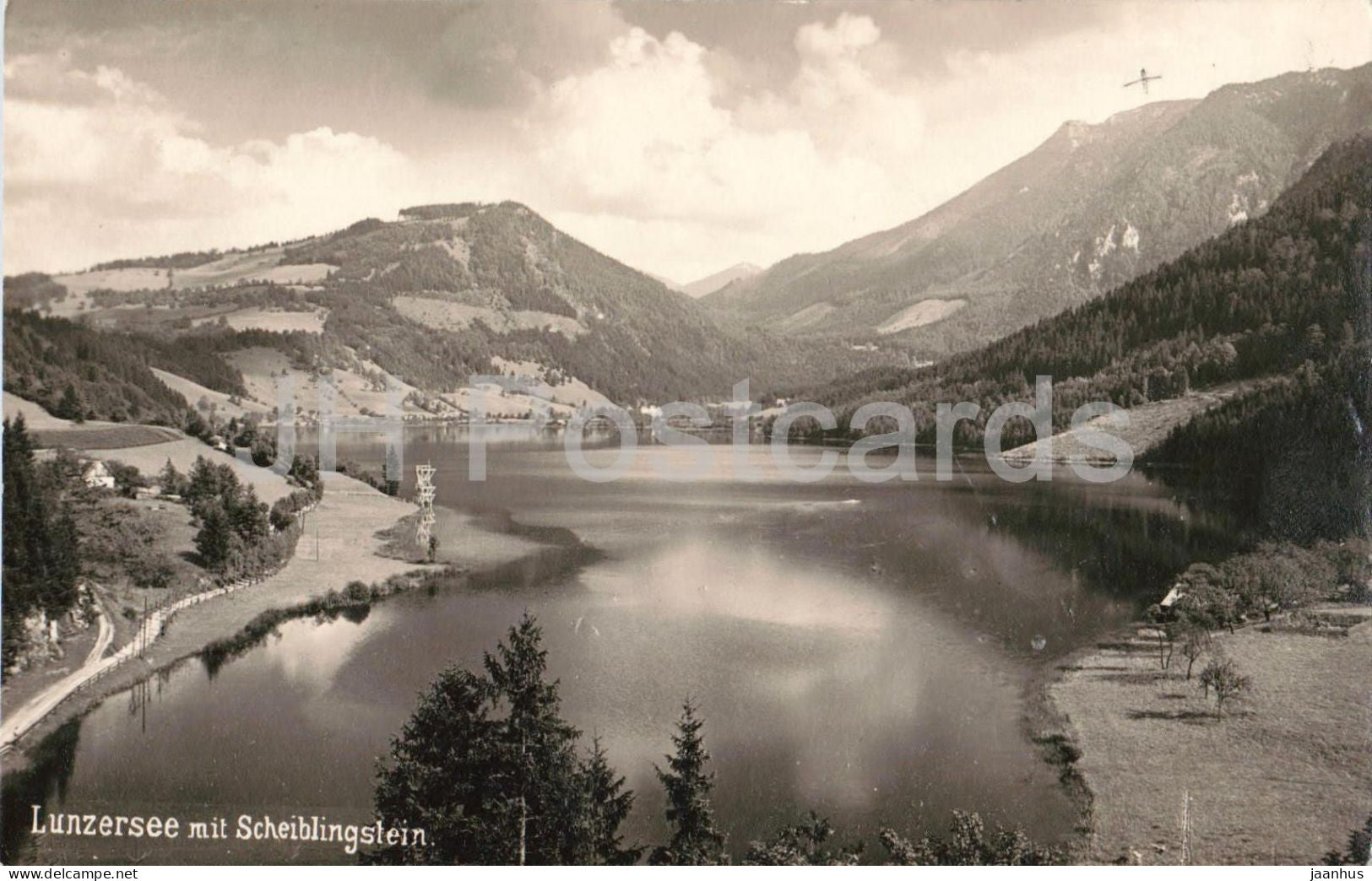 Lunzersee mit Scheiblingstein - mountain lake - mountains - No. 6981 - old postcard - Austria - unused - JH Postcards