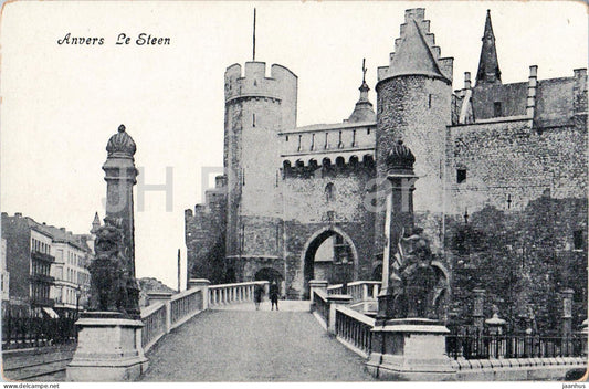 Anvers - Antwerpen - Le Steen - medieval riverside fortress and bridge - old postcard - Belgium - unused - JH Postcards