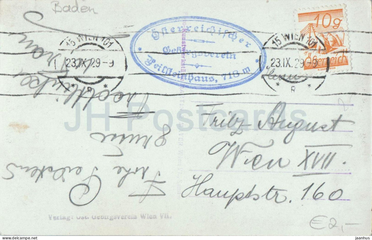 Peilstein - Teufelsbadstubenhohle - randonneurs - vue sur la montagne - silhouette - 1102 - carte postale ancienne - 1929 - Autriche - utilisée 