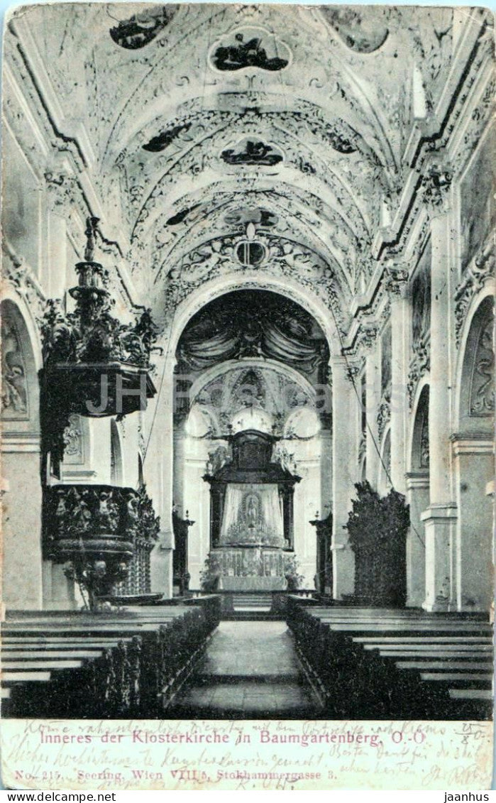 Inneres der Klosterkirche in Baumgartenberg - church - interior - No. 215 - old postcard - 1907 - Austria - used - JH Postcards