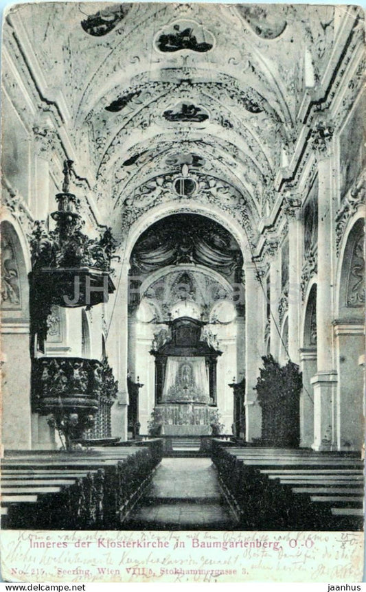 Inneres der Klosterkirche in Baumgartenberg - church - interior - No. 215 - old postcard - 1907 - Austria - used - JH Postcards