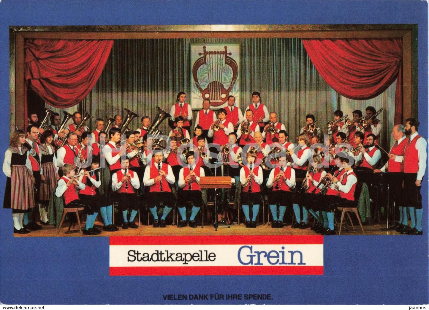 Stadtkapelle Grein - brass band - orchestra - group portrait - Austria - unused - JH Postcards