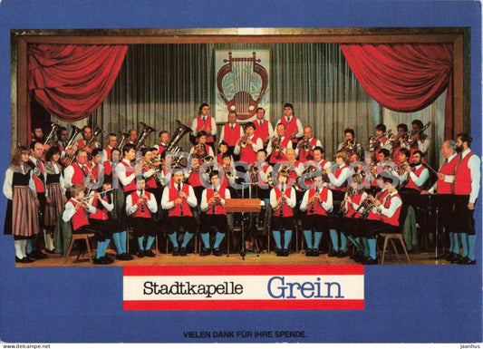Stadtkapelle Grein - brass band - orchestra - group portrait - Austria - unused - JH Postcards