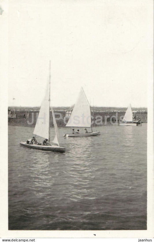 Seebad Neusiedl am See - Bathing resort Neusiedl Lake - Sailing boats - old postcard - 1930 - Austria - used - JH Postcards