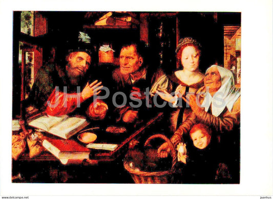 painting by Jan Matsys - At the tax collectors office - Flemish art - 1984 - Russia USSR - unused - JH Postcards